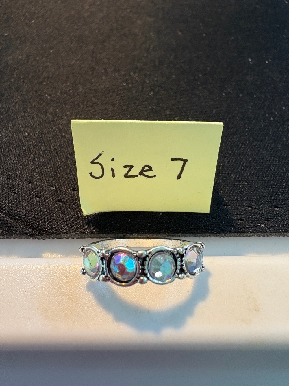 Aurora Opal Multi-Stone Silver Ring - Size 7